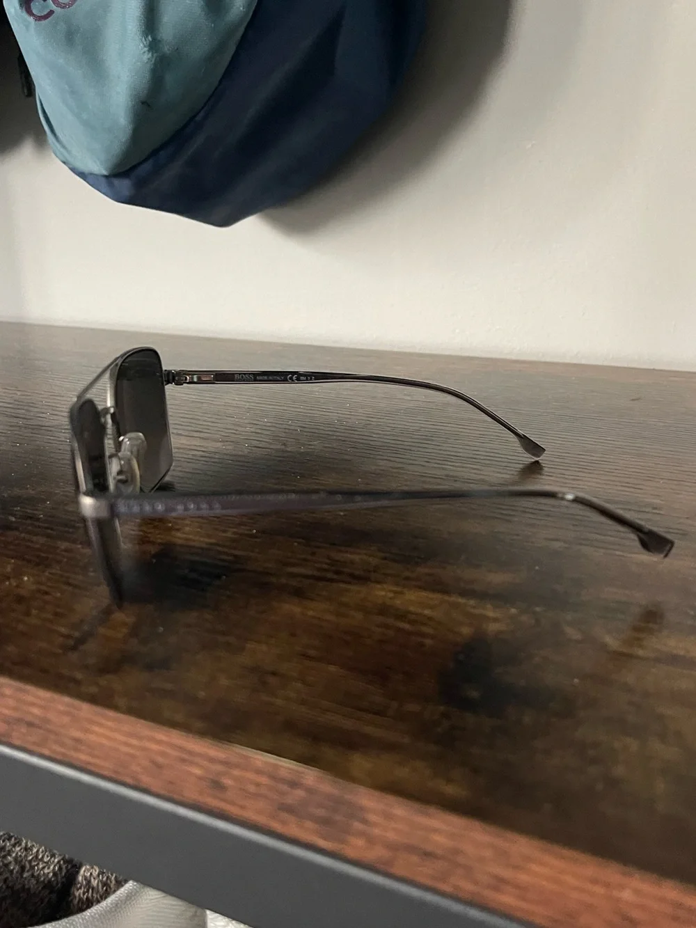 Hugo Boss Silver Frame Black Lens Sunglasses